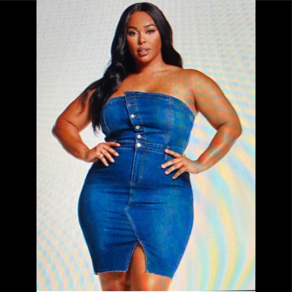 Celine Strapless Denim Dress